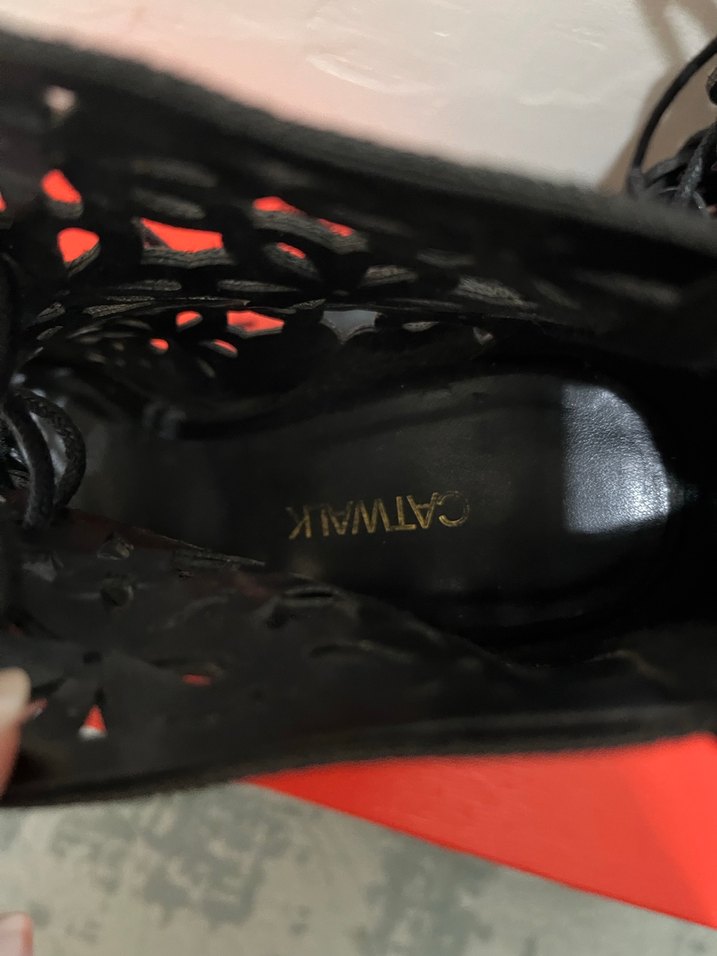 Siyah Dantelli Topuklu Kadın Ayakkabı - Görsel 3