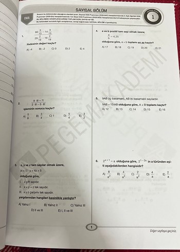DGS 5 Deneme Sınavı Tamamı Çözümlü 2021 - Görsel 3