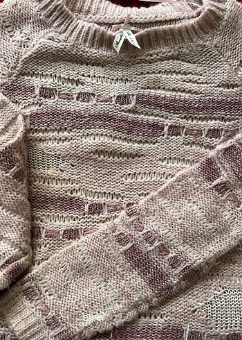 Bej Bohem Örgü Kadın Kazak - Görsel 3