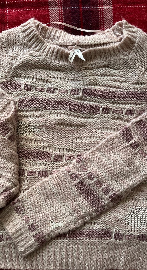 Bej Bohem Örgü Kadın Kazak - Görsel 3