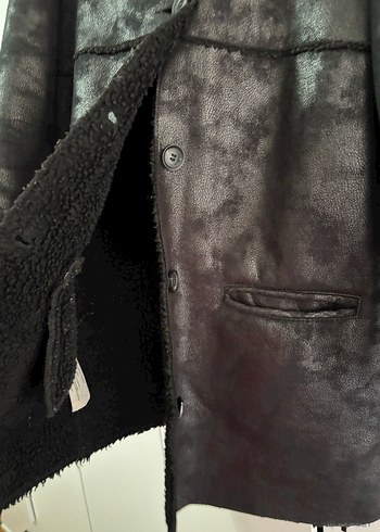 Siyah Kadın Kürklü Deri Ceket - Görsel 3