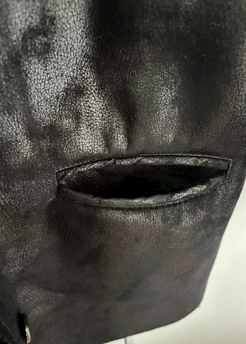 Siyah Kadın Kürklü Deri Ceket - Görsel 4