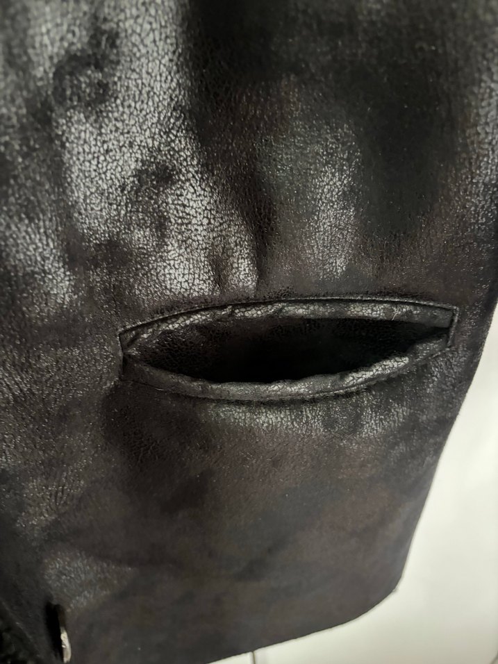 Siyah Kadın Kürklü Deri Ceket - Görsel 4