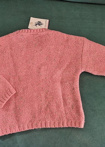 Kız Çocuk Pembe Triko Kazak - Görsel 2