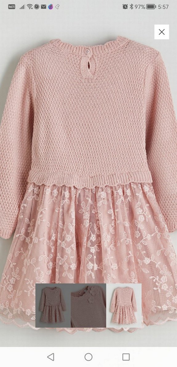 Nakışlı Pembe Kız Çocuk Triko Elbise - Görsel 3