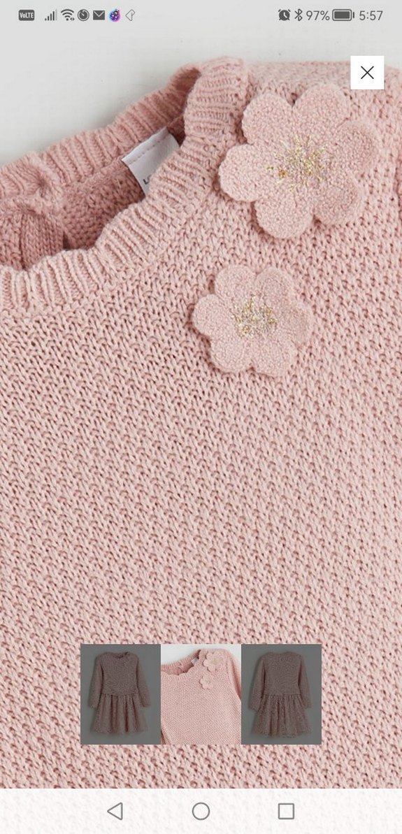 Nakışlı Pembe Kız Çocuk Triko Elbise - Görsel 2