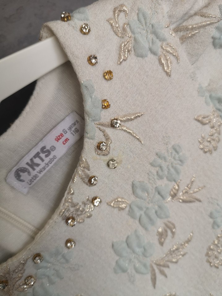 Kız Çocuk Beyaz Nakışlı Dantel Elbise - Görsel 3