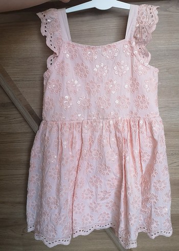 Kız Çocuk Dantelli Pembe Elbise