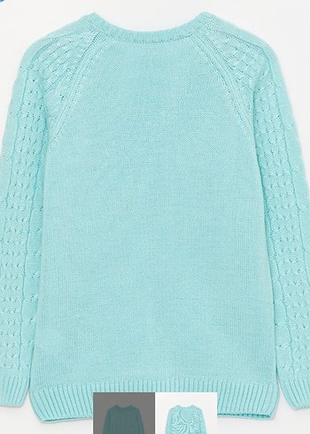 Kız Çocuk Turkuaz Triko Kazak - Görsel 2