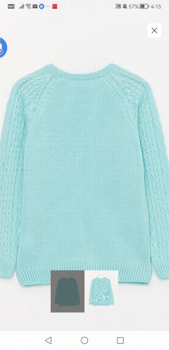 Kız Çocuk Turkuaz Triko Kazak - Görsel 2