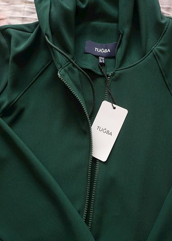 Koyu Haki Kadın Spor Kapüşonlu Kap - Görsel 2