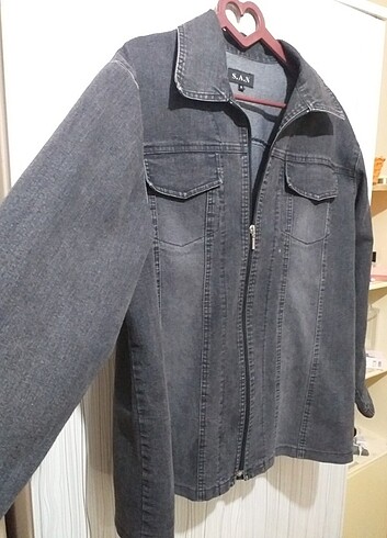 l Beden Oversize koyu gri kot ceket
