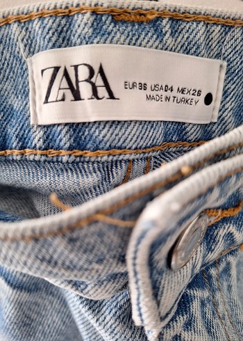 36 Beden mavi Renk Düğmeli, Bol Kesim Mavi Denim Pantolon