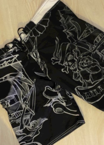 Siyah Gotik Desenli Erkek Yüzücü Şortu - Görsel 2