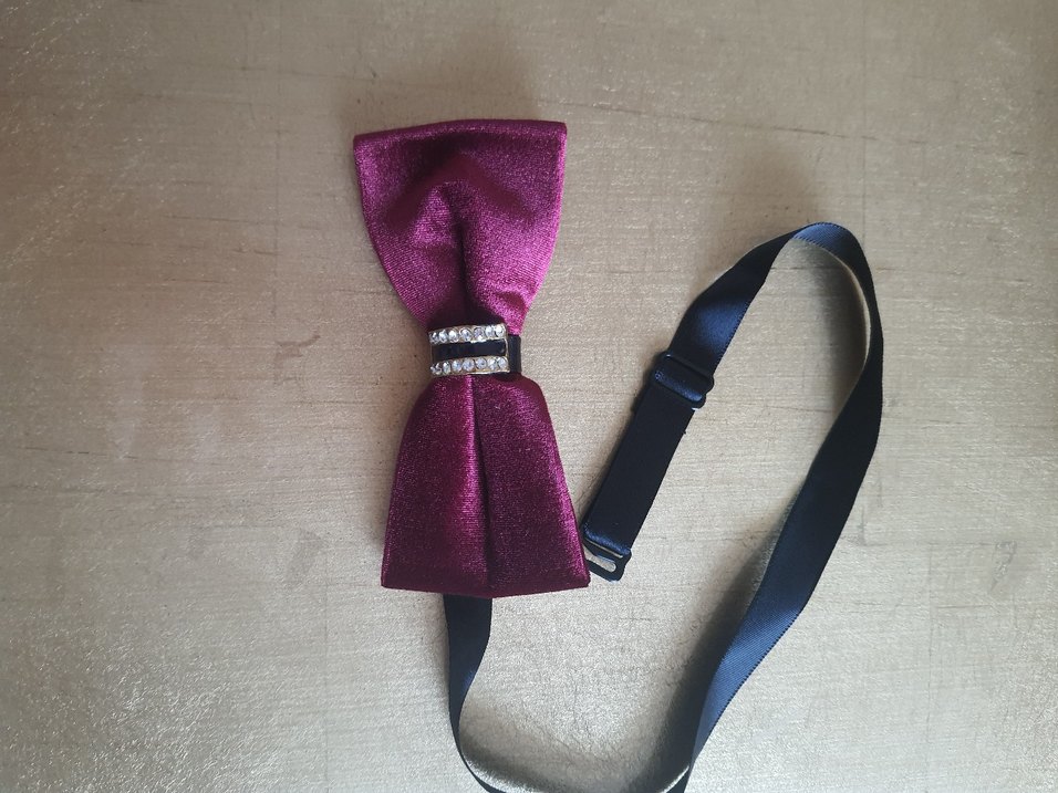 Kadife Taşlı Papyon - Görsel 5