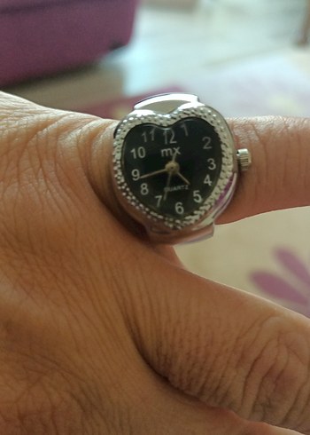 Kalpli Kadın Siyah Metal Yüzük Saat
