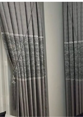 Nakışlı Mavi Gri Perde Takımı - Görsel 18