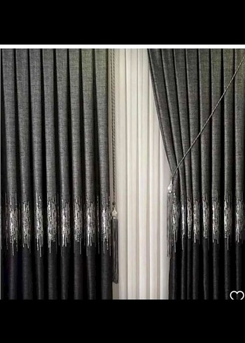 Nakışlı Mavi Gri Perde Takımı - Görsel 12