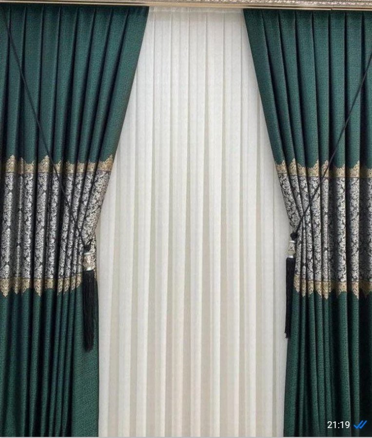 Koyu Yeşil Nakışlı Perde - Görsel 3