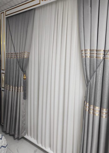 Gri Nakışlı Konvansiyonel Perde - Görsel 2