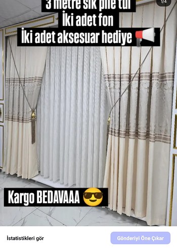 Gri Nakışlı Konvansiyonel Perde - Görsel 3