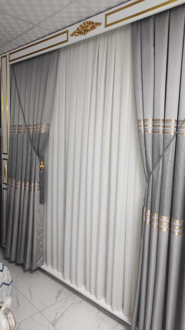 Gri Nakışlı Konvansiyonel Perde - Görsel 2