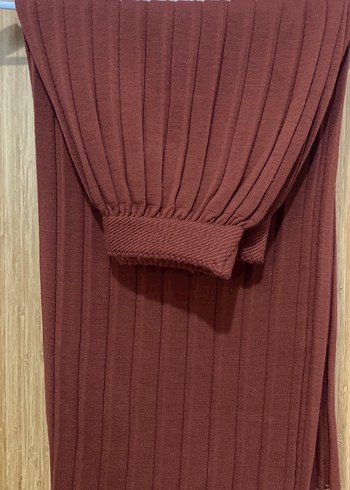 Kadın kahverengi Pileli Uzun etek - Görsel 2