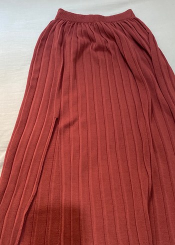 Kadın kahverengi Pileli Uzun etek - Görsel 4