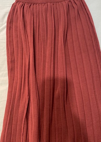 Kadın kahverengi Pileli Uzun etek - Görsel 5