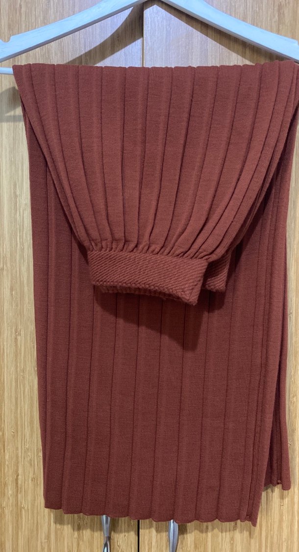 Kadın kahverengi Pileli Uzun etek - Görsel 2