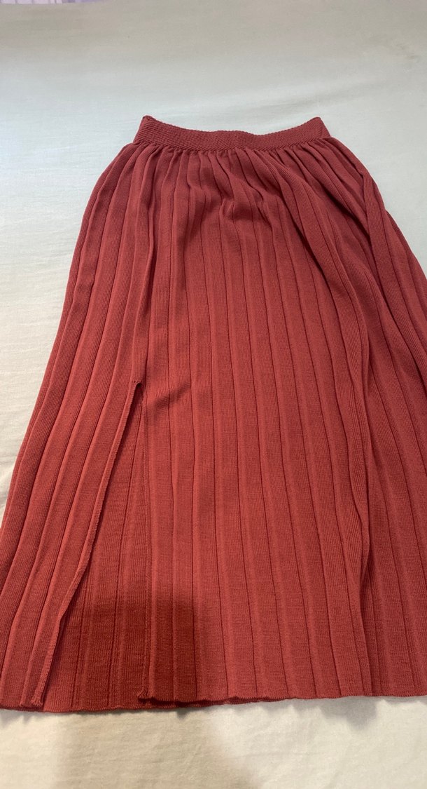 Kadın kahverengi Pileli Uzun etek - Görsel 4