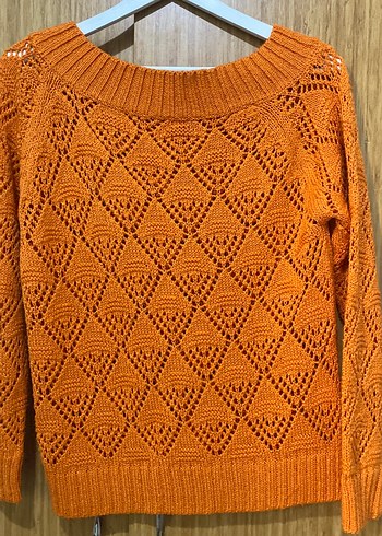 Bohem Tarz Kadın Örgü turuncu  Kazak - Görsel 2