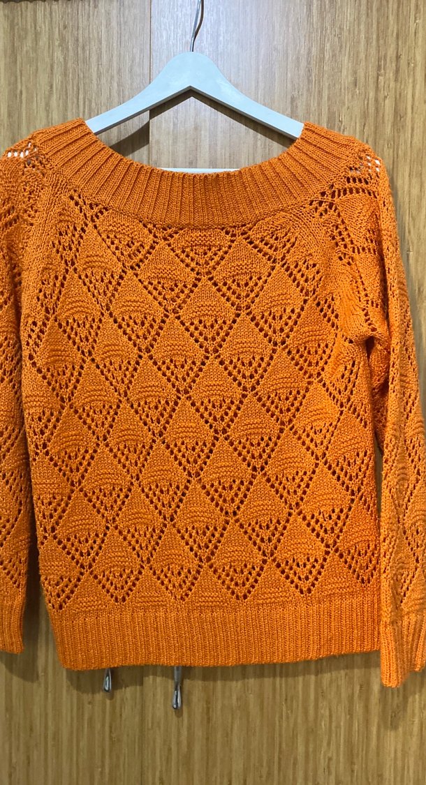 Bohem Tarz Kadın Örgü turuncu  Kazak - Görsel 2