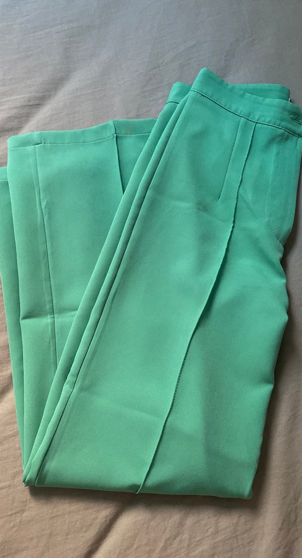 Yeşil Kadın Uzun Kumaş Pantolon - Görsel 2