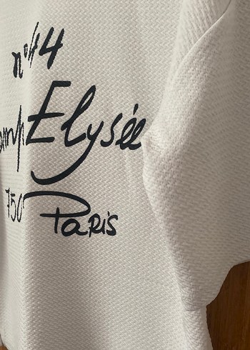 Beyaz Baskılı Pamuklu Tişört - Görsel 5