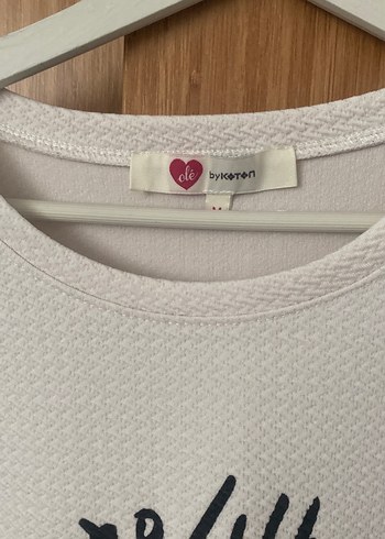 Beyaz Baskılı Pamuklu Tişört - Görsel 2