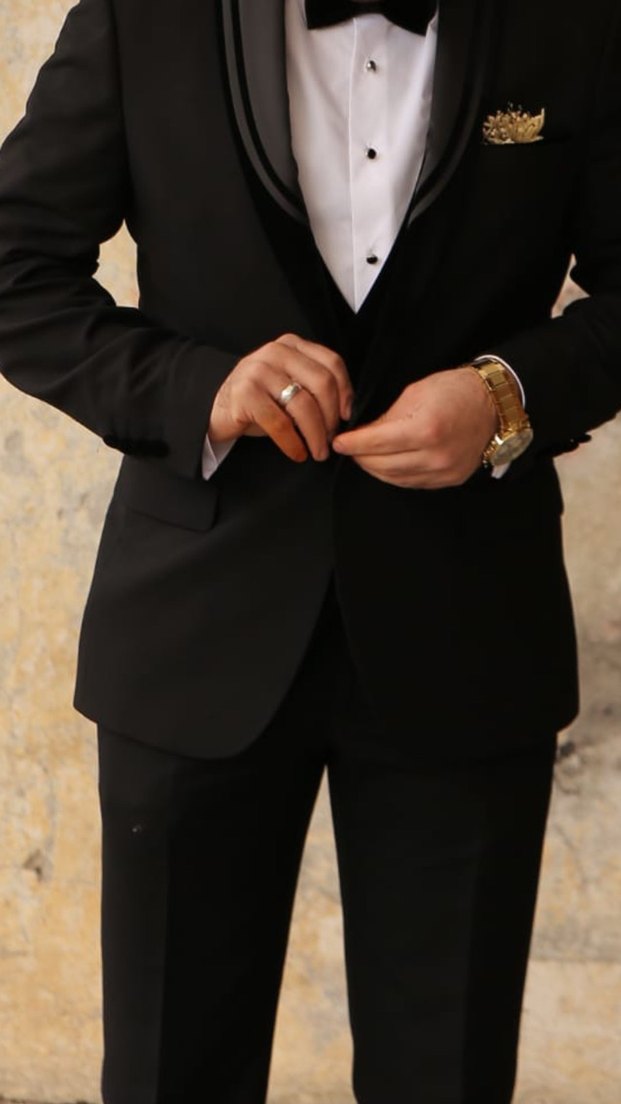 Klasik Siyah Damatlık Takım Elbise - Görsel 3