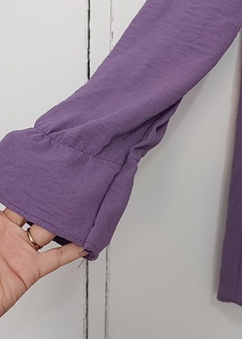44 Beden Mor Nakışlı Uzun Kollu Bohem Gömlek tunik