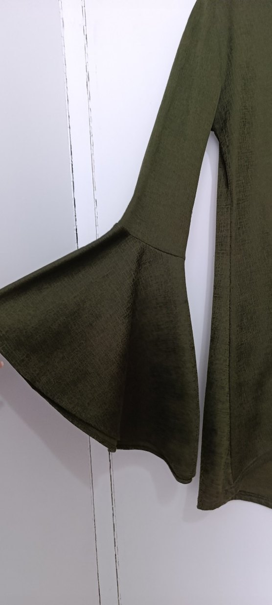 Kadın Haki V Yaka Uzun Kollu Salaş Tunik - Görsel 2