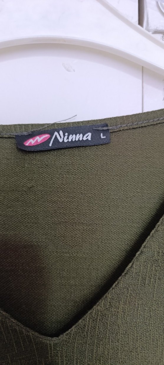 Kadın Haki V Yaka Uzun Kollu Salaş Tunik - Görsel 3