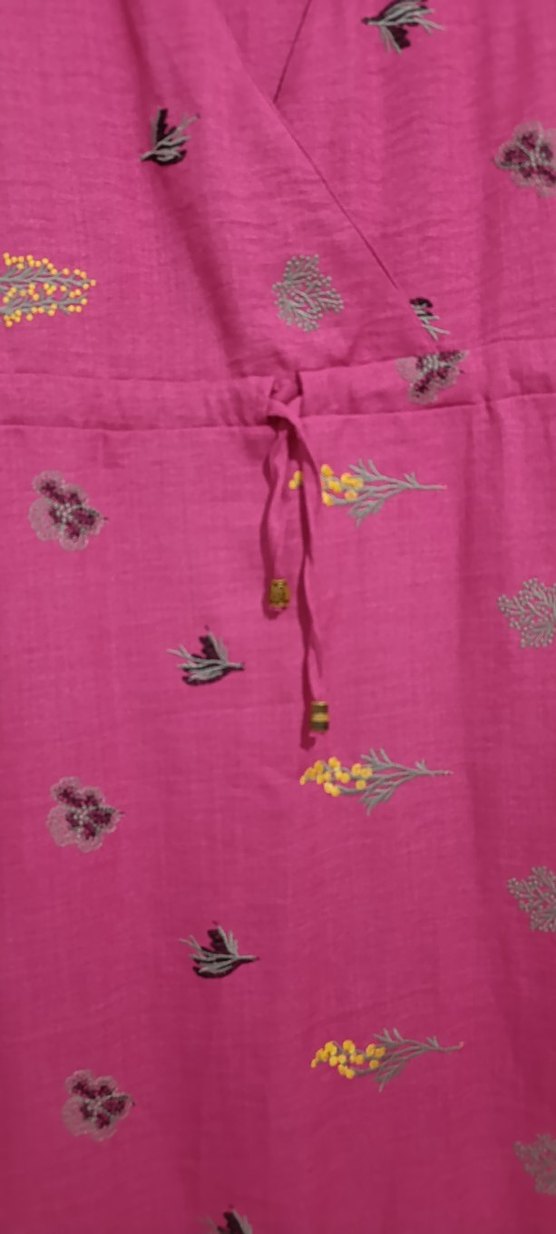 Pembe Nakışlı elbise hamileler içinde uygundur - Görsel 2