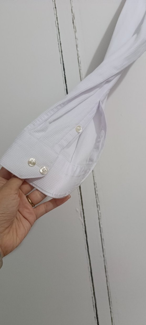 Erkek Beyaz Klasik Yaka Keten Gömlek - Görsel 3