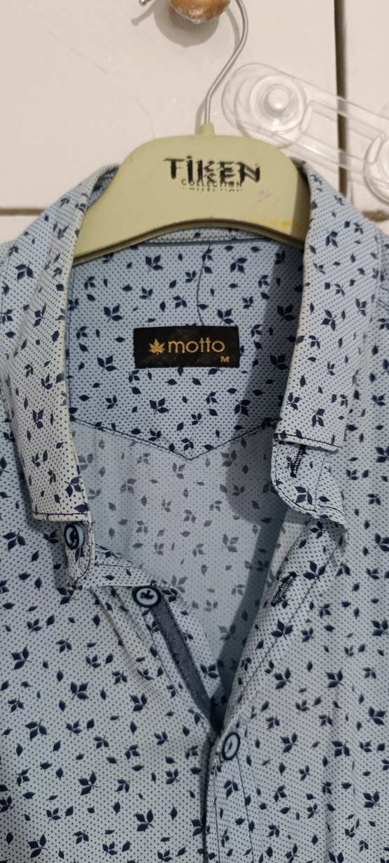 Mavi Bağlamalı Desenli Pamuklu Erkek Gömlek - Görsel 3