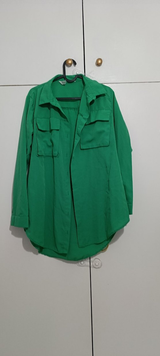 kadın yeşil gömlek tunik - Görsel 2