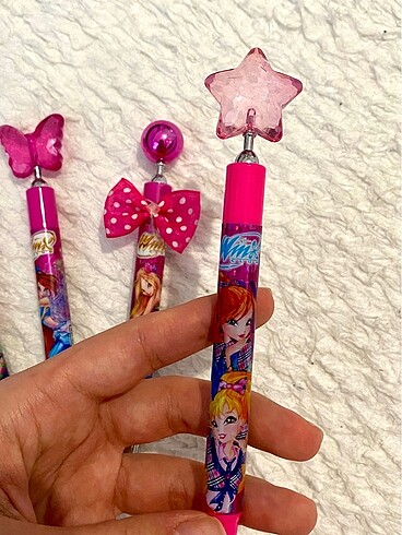 Beden winx cilek kız kalpli toplu yıldızlı uçlu kalem