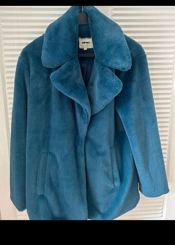 Mavi Kadın Midi Peluş Kaban - Görsel 2