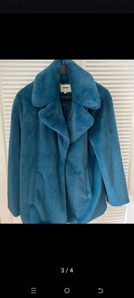 Mavi Kadın Midi Peluş Kaban - Görsel 2