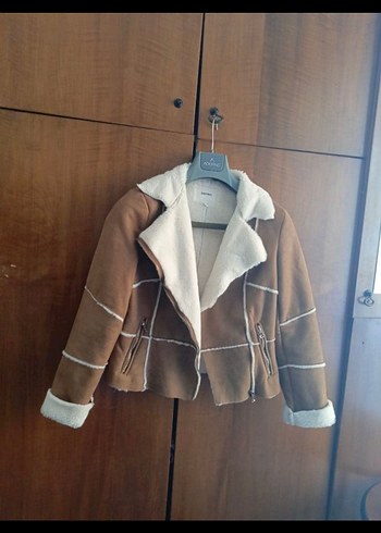 Kürk Detaylı Kahverengi Süet Kadın Ceket - Görsel 5