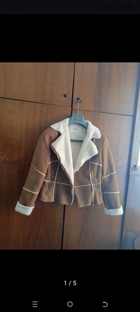 Kürk Detaylı Kahverengi Süet Kadın Ceket - Görsel 5