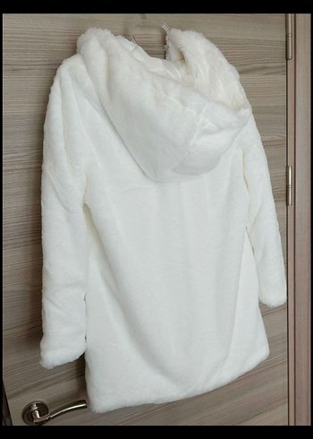 Beyaz Midi Kadın Peluş Kaban S,m, L mevcut - Görsel 5